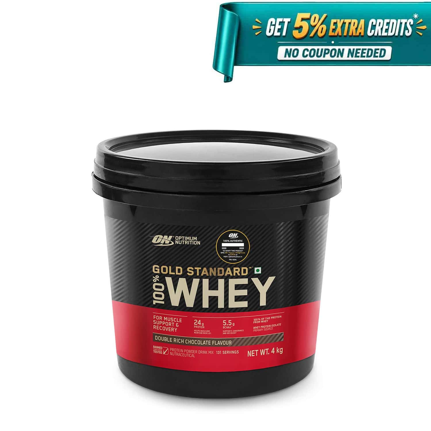 Optimum Nutrition (on) Gold Standard 100% Whey Protein Double Rich Chocolate Flavour 4kg Powder