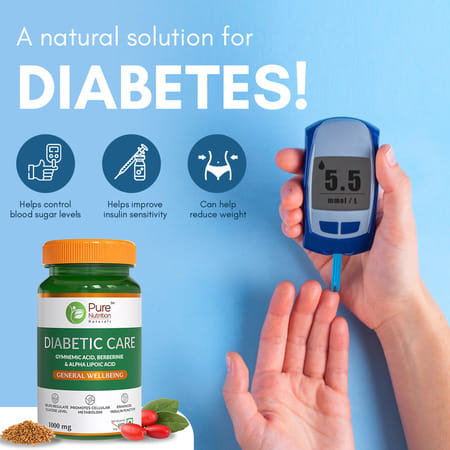 Pure Nutrition Diabetic Care Tablets Improves Insulin Sensitivity & Blood Glucose Levels 60 Tablets