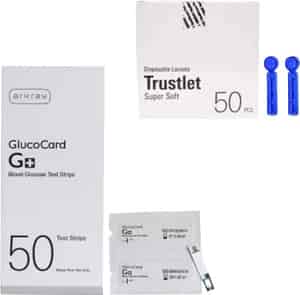 Arkray Glucocard G+ Blood Glucose Monitor 50 Test Strips With 50 Blood Lancets 50 Glucometer Strips