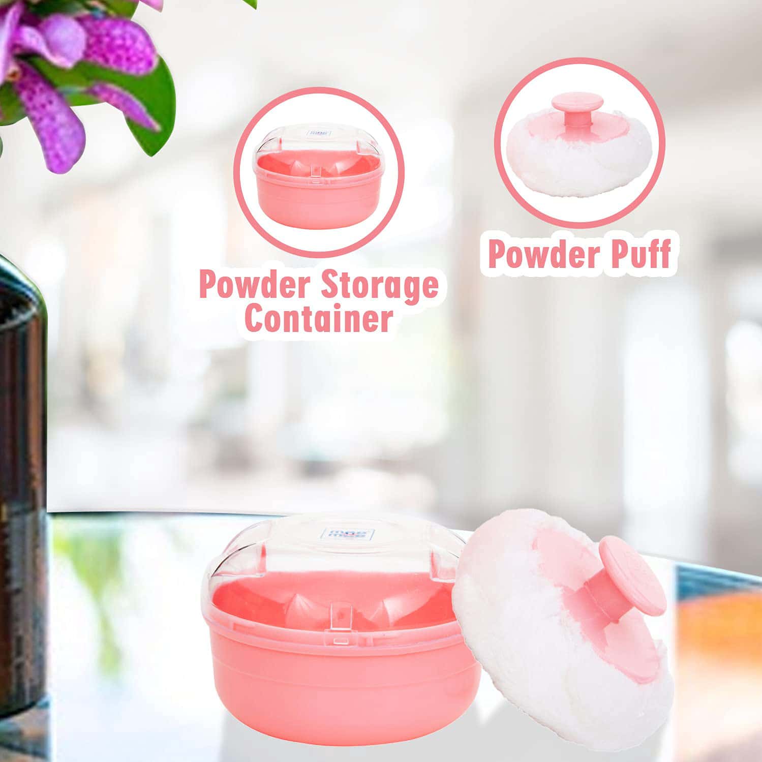 Mee Mee Soft Feel Powder Puff With Powder (Pink)