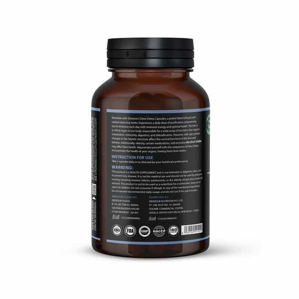 Denzour Nutrition Denz - Detox 1000Mg | Supports Liver & Kidney Function | 60 Veg Capsules