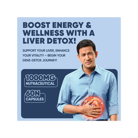 Denzour Nutrition Denz - Detox 1000mg | Supports Liver & Kidney Function | 60 Veg Capsules