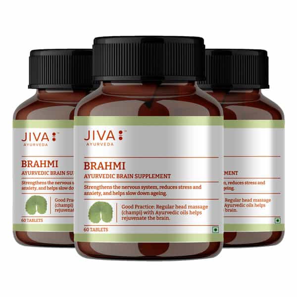 Jiva Brahmi Tablets 500Mg For Mind Wellness|Helps To Relief Stress & Anxiety - 60 Tablet (Pack Of 3)