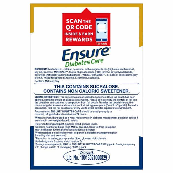 Ensure Diabetes Care Specialized Nutrition Drink Vanilla Flavour Box 1.9 Kg