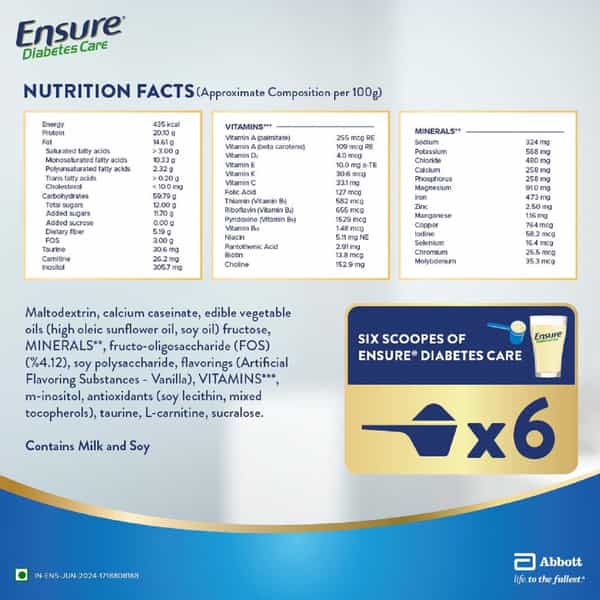 Ensure Diabetes Care Specialized Nutrition Drink Vanilla Flavour Box 1.9 Kg