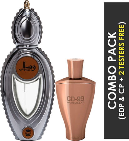 Ajmal Wisal Edp 50ml Perfume For Women And Cd 99 Mukhallat Cp Attar 14ml For Unisex