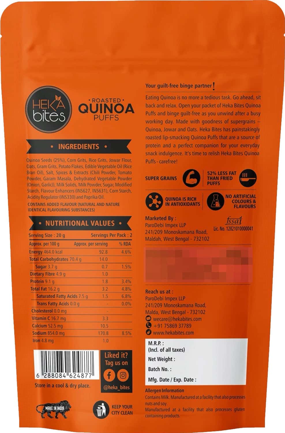 Buy ROASTED QUINOA PUFFS TANGY CHEESE PACK OF 8 (35 GRAMS EACH) LOW