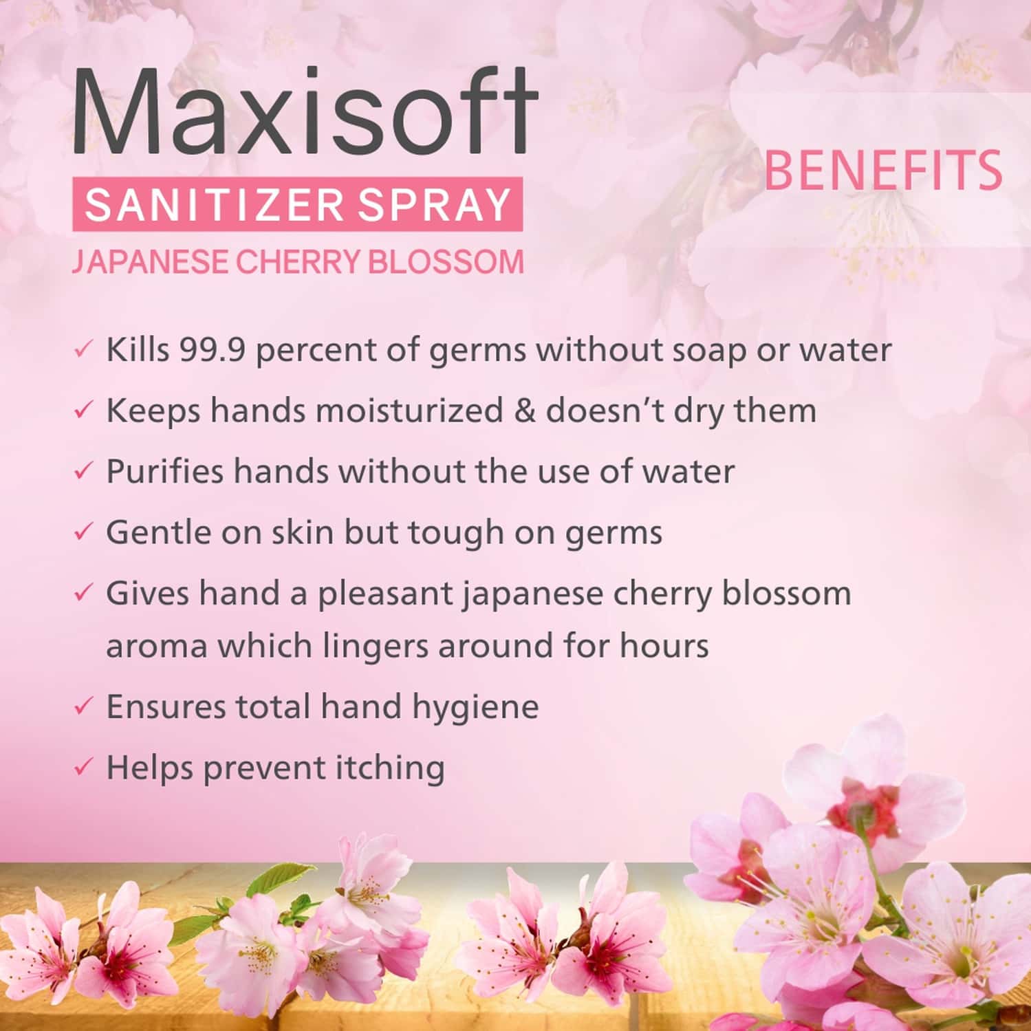 Buy MAXISOFT HAND SANITIZER SPRAY (JAPANESE CHERRY BLOSSOM) 500 ML