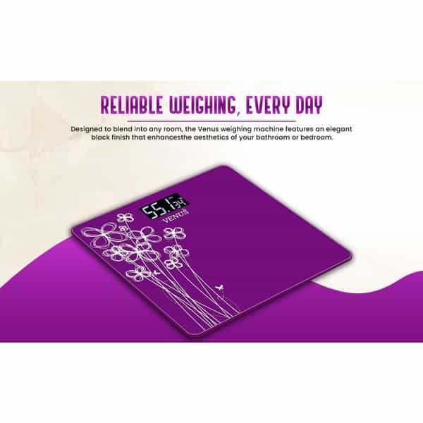 Venus (India) Electronic Digital Personal Bathroom Weight Machine | Upto 180Kg | Eps-2001 Purple