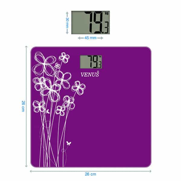 Venus (India) Electronic Digital Personal Bathroom Weight Machine | Upto 180Kg | Eps-2001 Purple
