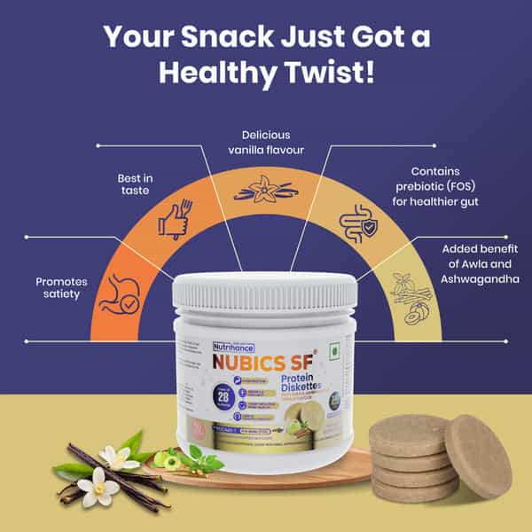 Nubics Sf Diskettes Healthy Snacks For Men And Women Vanilla Flavor | 100% Veg - 250 Gm