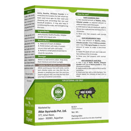 Attar Ayurveda Amla | Reetha | Shikakai Powder For Hair Growth 200 Grams