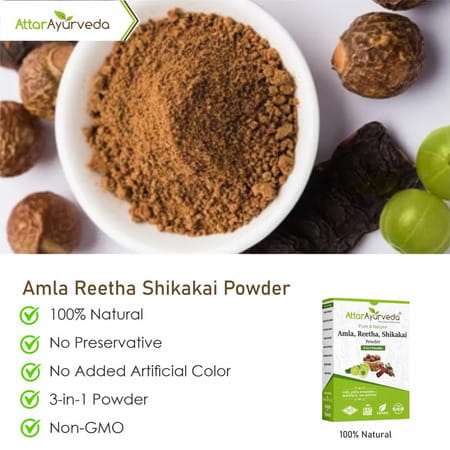 Attar Ayurveda Amla | Reetha | Shikakai Powder For Hair Growth 200 Grams