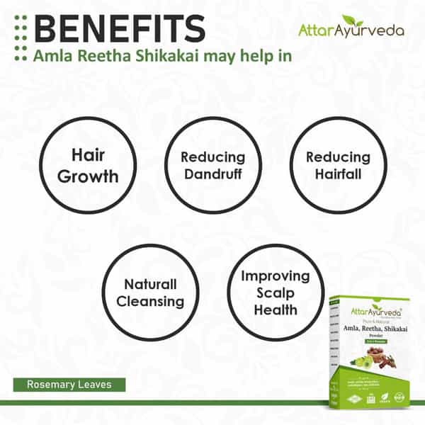 Attar Ayurveda Amla | Reetha | Shikakai Powder For Hair Growth 200 Grams