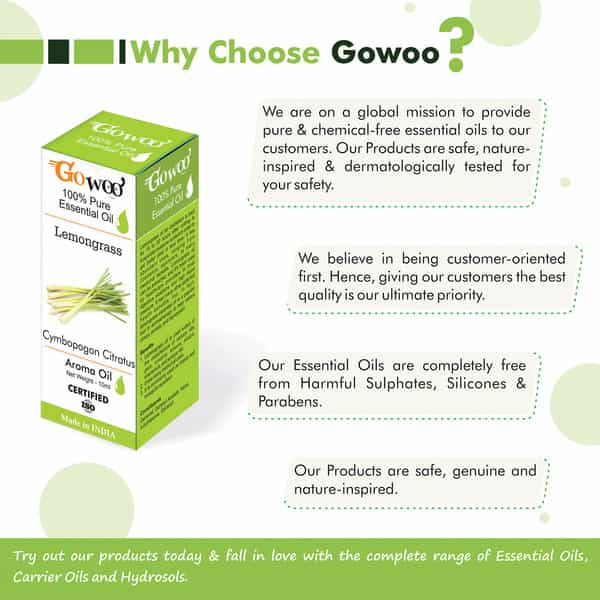 Go Woo 100% Virgin Lemongrass Essential Oil 10 Ml