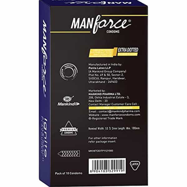 Manforce Ignite Apple-Peach Flavoured Extra Dotted 10 Pcs X Pack Of 4