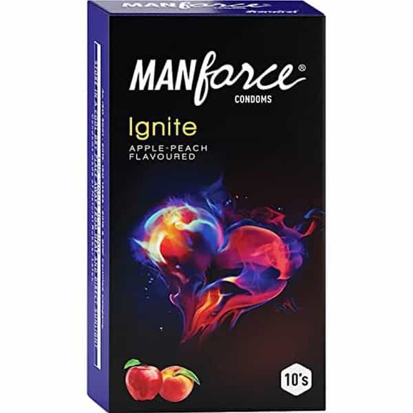 Manforce Ignite Apple-Peach Flavoured Extra Dotted 10 Pcs X Pack Of 4