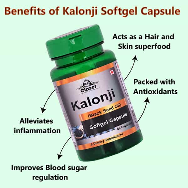 Cipzer Kalonji Softgel Capsule|Improves Blood Sugar Regulation|Lowers Cholesterol-60 Capsules