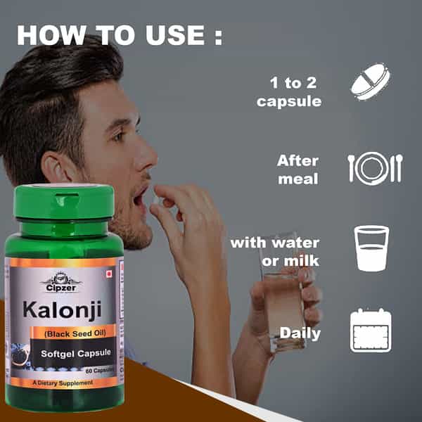 Cipzer Kalonji Softgel Capsule|Improves Blood Sugar Regulation|Lowers Cholesterol-60 Capsules