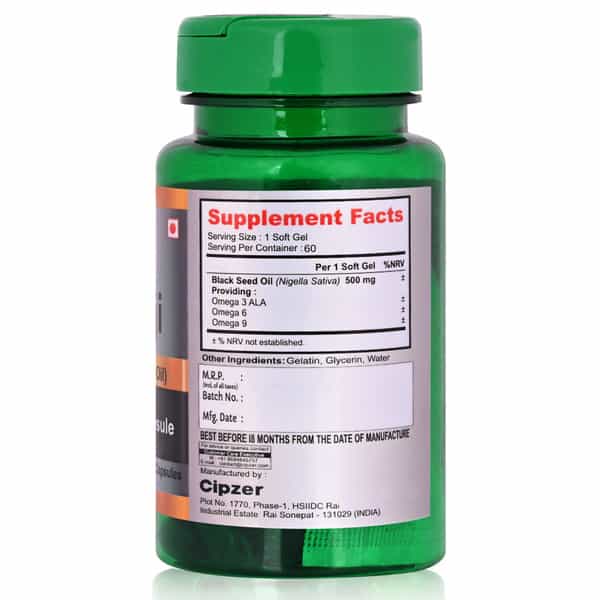 Cipzer Kalonji Softgel Capsule|Improves Blood Sugar Regulation|Lowers Cholesterol-60 Capsules