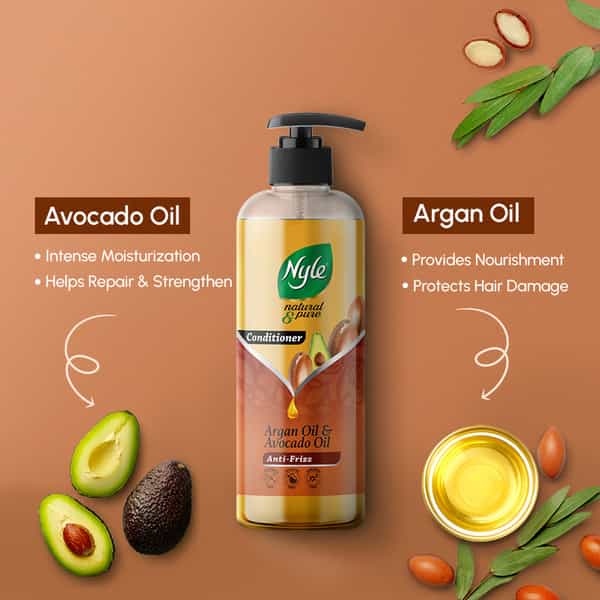 Nyle Natural & Pure Conditioner For Frizz Free Hair | Argan Oil & Avocado Oil | 250Ml