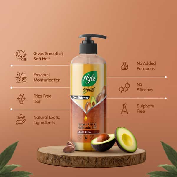 Nyle Natural & Pure Conditioner For Frizz Free Hair | Argan Oil & Avocado Oil | 250Ml