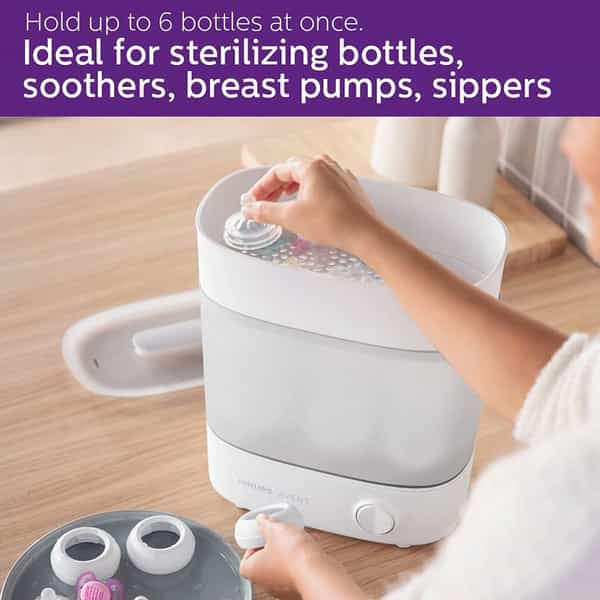 Philips Avent Advance Bottlesteam Sterilizer Scf291/00 6 Baby Bottles Teats & Accessories- White