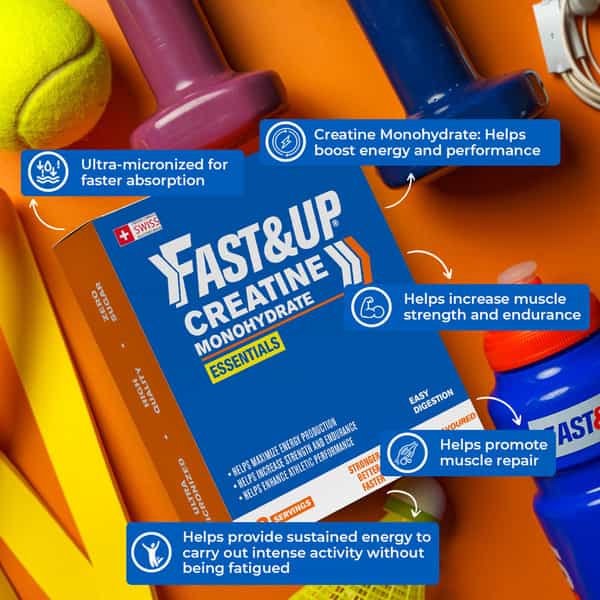 Fast&Up Creatine Monohydrate | Helps Sustain Longer Workout | Muscle Repair & Recovery - Unflavored