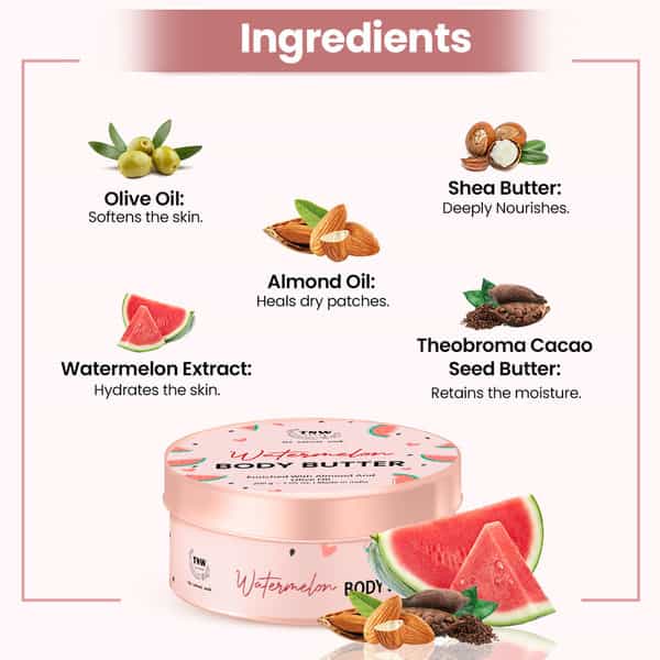 Tnw The Natural Wash Watermelon Body Butter| With Watermelon Extract| For Hydrated Skin| 200G
