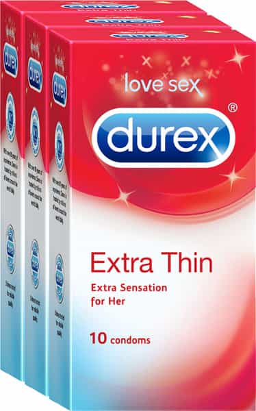 Durex Extra Thin Condoms For Men - 10 Count (Pack Of 3)