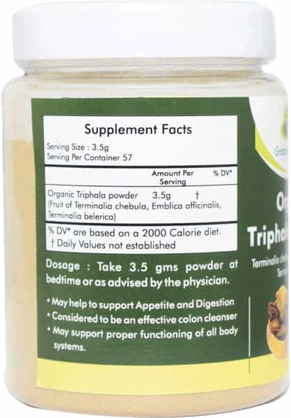 Grazing Meadows Organic Triphala Powder/Amla : Bibhitaki : Haritaki / 200Gms N (Pack Of 5)