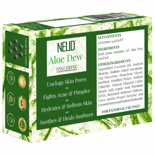 Neud Aloe Dew Glycerine Luxury Artisan Handmade Soaps Bar Skin Hydration & Softens - 125Gm