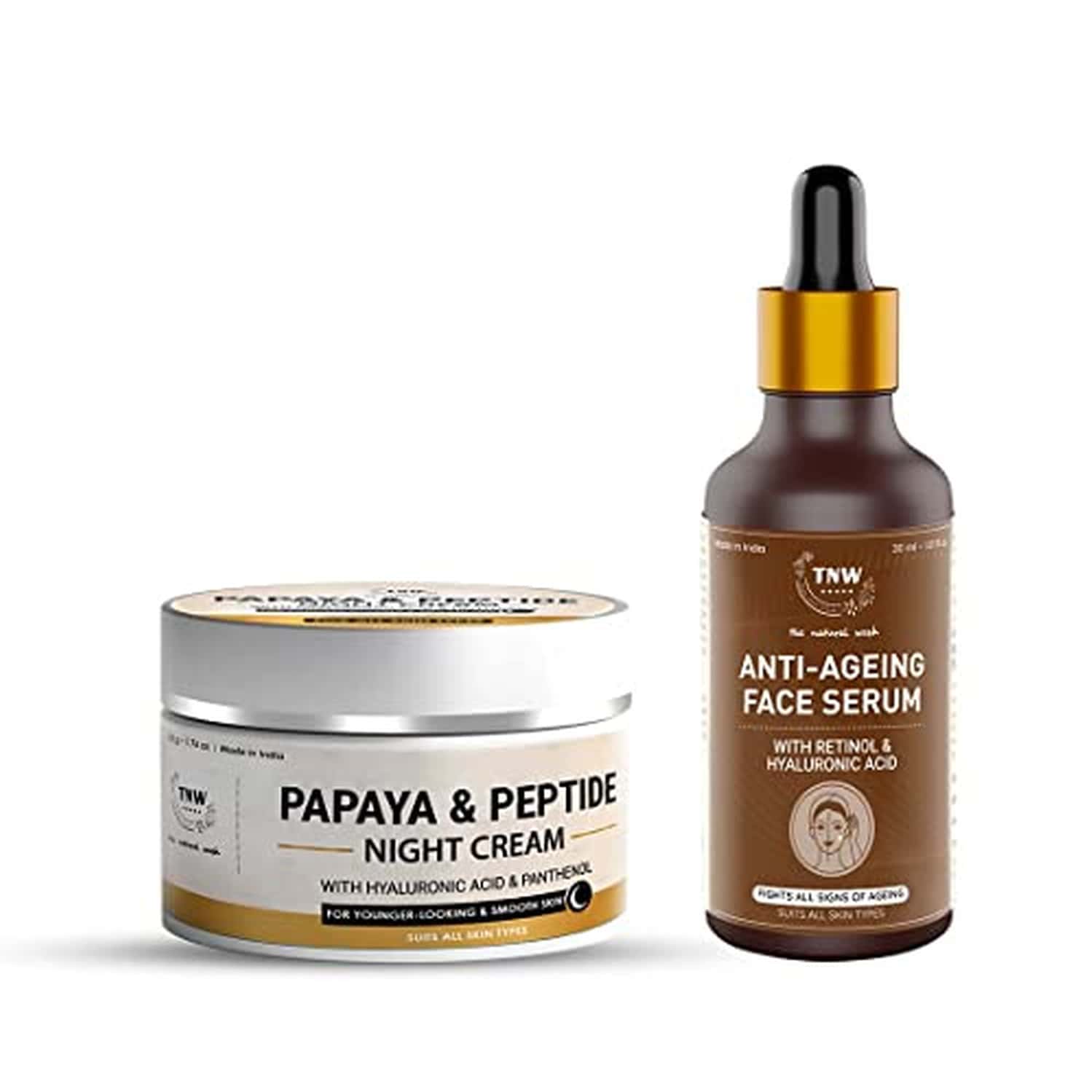 Tnw-the Natural Wash Combo With Papaya & Peptide Night Cream & Anti-aging Face Serum