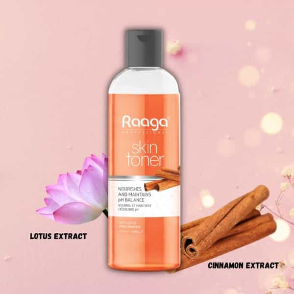 Raaga Professional Skin Toner, Maintains Ph Balance, With Lotus & Cinnamon, All Skin Types, 100 Ml