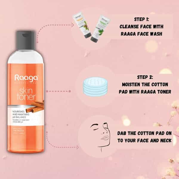 Raaga Professional Skin Toner, Maintains Ph Balance, With Lotus & Cinnamon, All Skin Types, 100 Ml