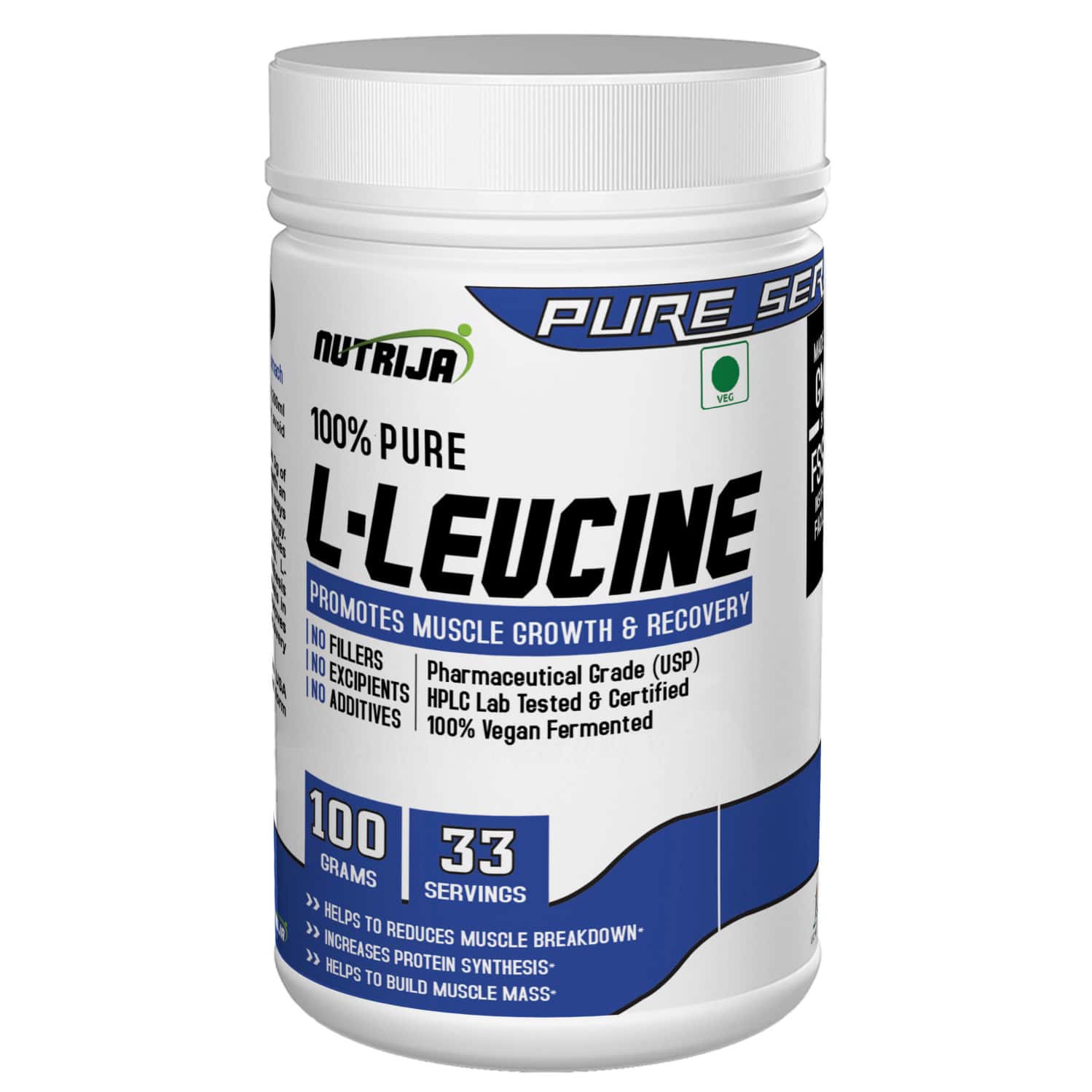 Nutrija L-leucine - (500 Grams) 100% Pure & Usp Grade- Intra Workout Supplement Powder