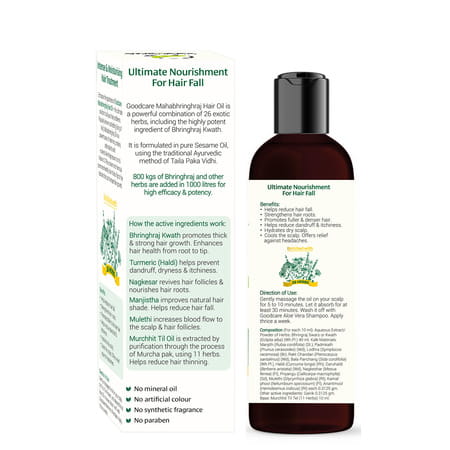 Goodcare Mahabhringraj Hair Oil 200Ml | Ayurvedic Hair Growth Oil | Reduces Hairfall & Dandruff