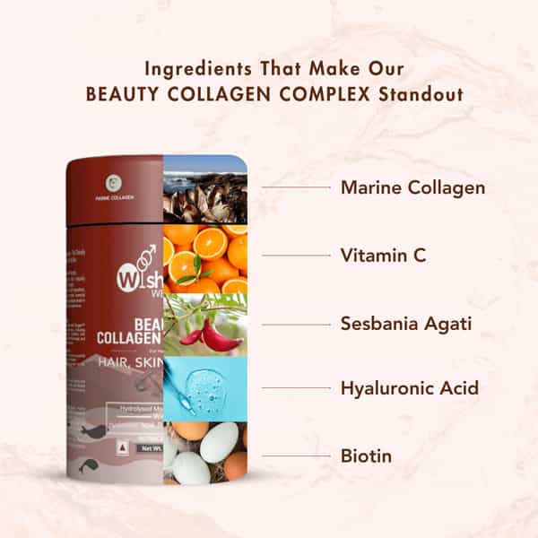 Wishnew Wellness Beauty Collagen Complex Skin | Hair&Strong Nails 21 Sachets Coffee Flavor Pack Of 2