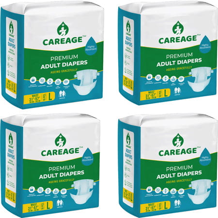 Careage Premium Adult Diaper | Unisex | Waist Size (31-57 Inches) - L (40 Pieces)