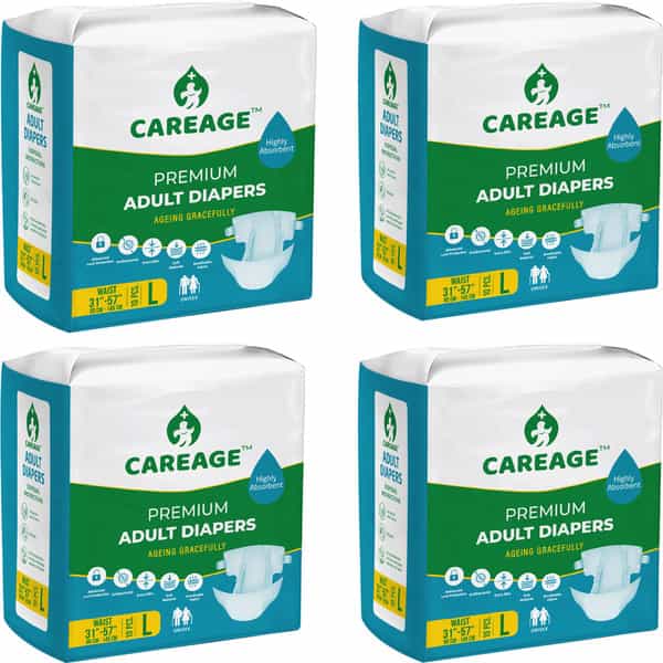 Careage Premium Adult Diaper | Unisex | Waist Size (31-57 Inches) - L (40 Pieces)
