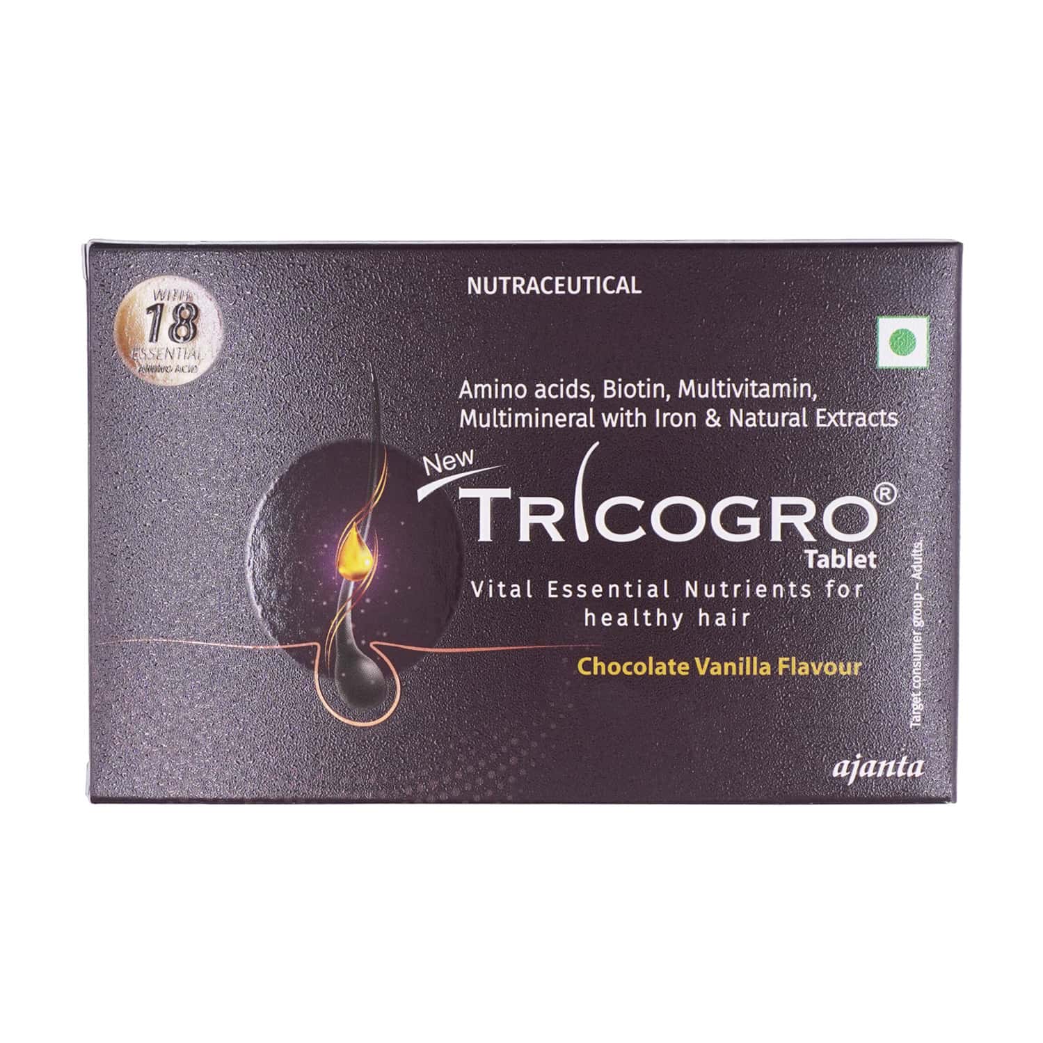 New Tricogro Chocolate Vanilla Flavour Strip Of 10 Tablets