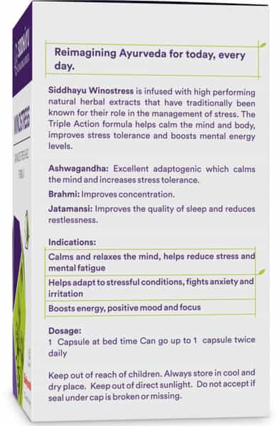Siddhayu Winostress Capsules (By Baidyanath) | Stress And Anxiety Support Supplement| 60 Cap