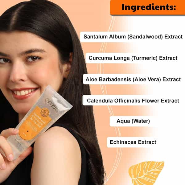 Omeo Sandalwood & Turmeric De-Tan Gel | Natural Skin Brightening | For All Skin Types - 100G
