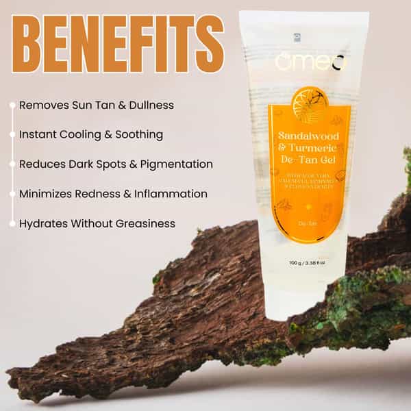 Omeo Sandalwood & Turmeric De-Tan Gel | Natural Skin Brightening | For All Skin Types - 100G