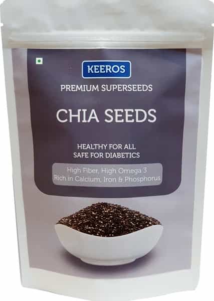 Keeros Premium Raw Chia Seeds (Black) For Weight Loss - 400G