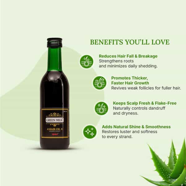 Green Milk Ayurvedic Hair Oil | Hair Oil For Hair Fall Control | Strong Roots & Hair Growth | 180 Ml