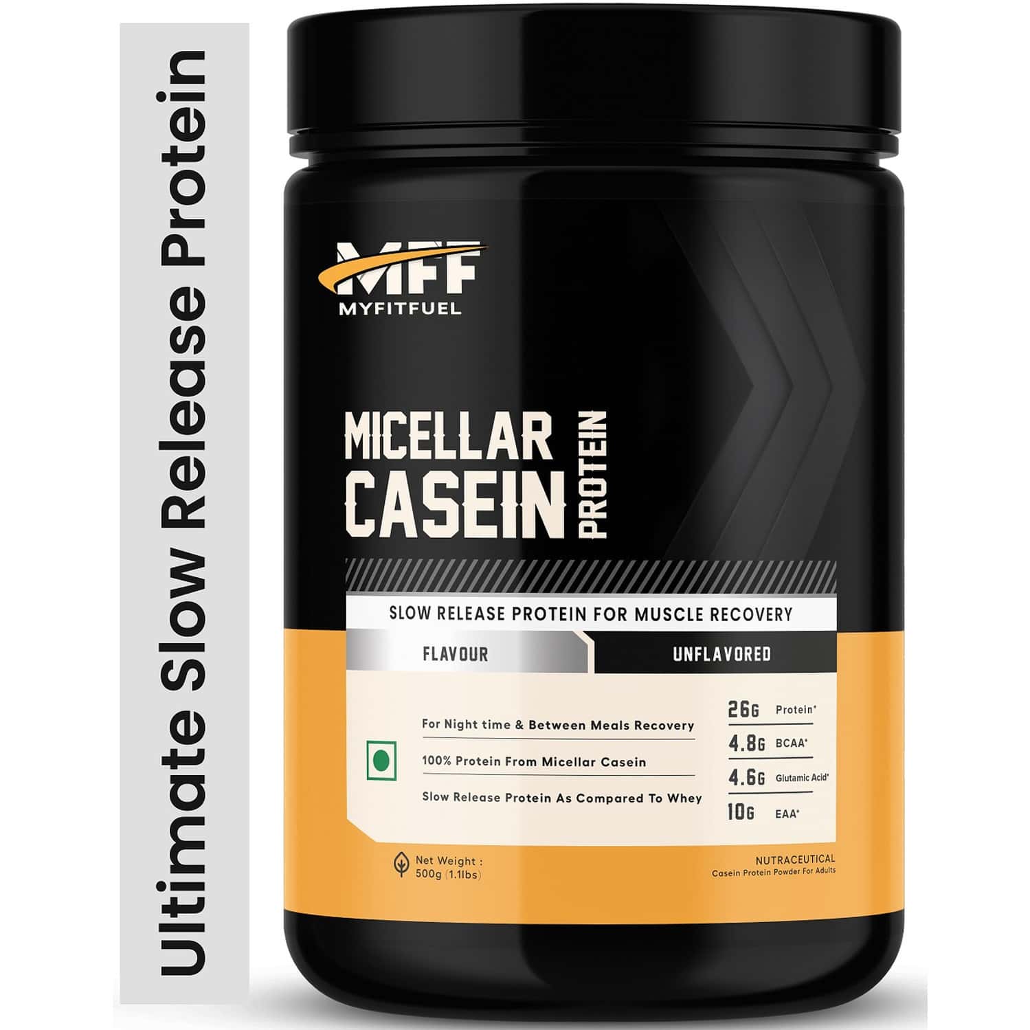 Myfitfuel Micellar Casein Protein Powder | 500 Gm | 15 Servings (unflavoured) Slow Release Protein