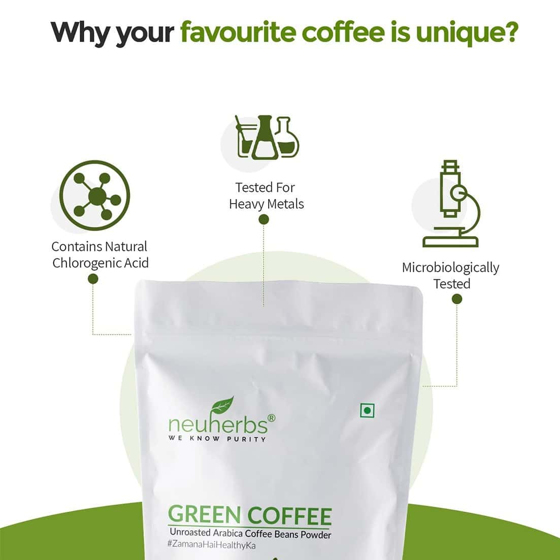 Buy NEUHERBS GREEN COFFEE BEANS POWDER BOTTLE OF 350 G Online & Get