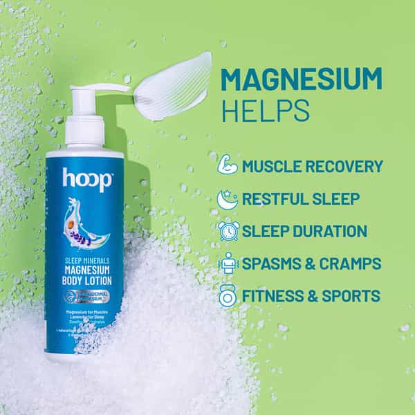 Hoop Magnesium Sleep Body Lotion - Relax Muscles Post Workout | Calm Sleep With Lavender (250Ml)