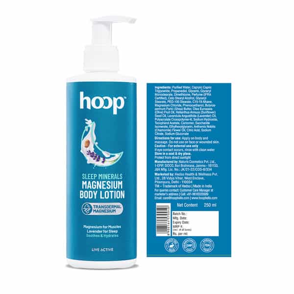 Hoop Magnesium Sleep Body Lotion - Relax Muscles Post Workout | Calm Sleep With Lavender (250Ml)